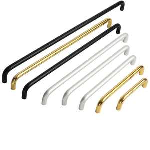 Poignées de porte double courbure en alliage d'aluminium massif pour armoires, tiroirs et planches à découper de cuisine, couleur argent, vente en gros - Product Image 2