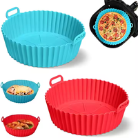 Revêtement personnalisé en silicone de qualité alimentaire pour friteuse 8 pouces réutilisable facile à laver revêtement antiadhésif pour poêle doublures pour friteuse à air