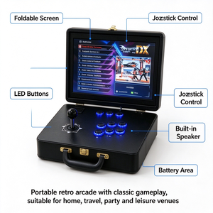 Consola de Juegos Arcade Portátil de 14 Pulgadas, Tipo Maleta, con Juegos Integrados, Joystick Único, Plug and <span class=keywords><strong>Play</strong></span>, para Entretenimiento en el Hogar - Product Image 3