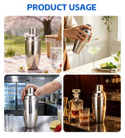 Ensemble de shaker à cocktails professionnel écologique antiadhésif en acier inoxydable de qualité alimentaire 750 ml avec logo personnalisé pour les barmans
