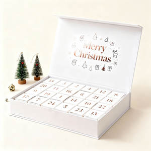 Carton rigide de grande taille à fermeture magnétique avec logo personnalisé de luxe Boîte de Noël de calendrier de l'avent vide à compte à rebours de 24 jours pour dessert - Product Image 3