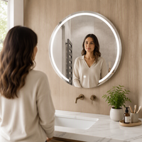Miroirs de salle de bain intelligents personnalisés Grand miroir rétroéclairé à LED demi-lune