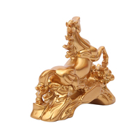 Statue de cheval au galop en résine dorée, sculpture de cheval en course Feng Shui chinois, décoration de bureau à domicile, ornement, cadeau
