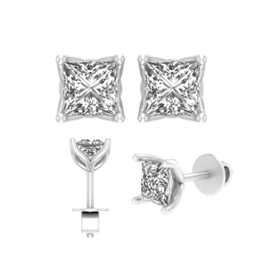 High Quality 1.5CT Moissanite <b>Men's</b> Earrings White Gold Plated Trendy Fashion <b>Stud</b> IGI Perfect Anniversary Gift <b>for</b> Him - Product Image 1