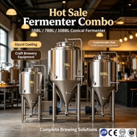 Tanque de Fermentación de Cerveza de 5BBL, 7BBL, 10BBL, Acero Inoxidable, Enfriamiento por Glicol, Fermentador para Cervecería, Certificado ASME y CE para Procesamiento de Alimentos