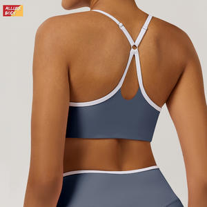 Conjunto de sujetador deportivo Lululemon para mujer, cuello en V, color sólido, de secado rápido, para yoga, fitness, entrenamiento, ropa deportiva, 6009-5 - Product Image 3