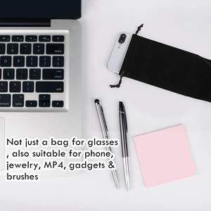 TopTie Custom 50 PCS Estuche de gafas de sol de microfibra Bolsa con cordón Bolsa de almacenamiento de PU con impresión de logotipo para favores de fiesta - Product Image 4