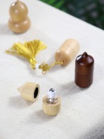 Mini flacon roll-on en verre et bois de 2 ml, portable, pour huiles essentielles et parfums, rechargeable, contenant d'aromathérapie