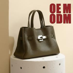 Mayorista Cuero Genuino Top Asa Bolso Mujer Clásico Lock Satchel Mano Trabajo Oficina Hombro Tote Logo Personalizado OEM - Product Image 1