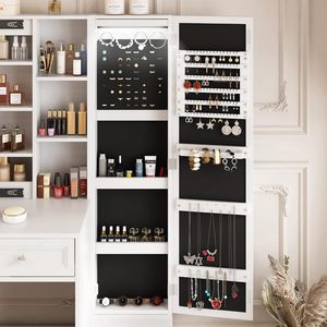 Manufacturer's LED lighting sliding mirror <b>dressing</b> <b>table</b> jewelry cabinet charging station <b>storage</b> shelf cushioned stool set - Product Image 4
