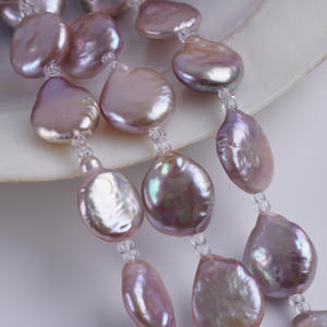 18cm Natural Purple Button Tailed Freshwater <b>Pearl</b> String 13-14mm <b>Loose</b> Pink <b>Pearls</b> for DIY Jewelry - Product Image 3