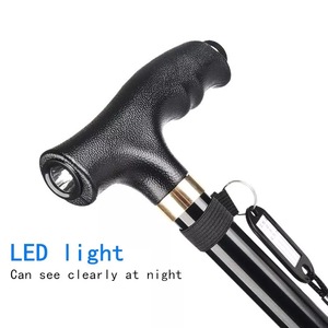 Bastón plegable multifunción para caminar para ancianos, con luces LED, muletas de Base grandes, antideslizantes y estables - Product Image 4