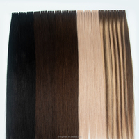 Extensions de cheveux à bandes adhésives en gros, cheveux humains russes, double trame, invisibles, sans couture, à bandes adhésives blanches, provenant d'un seul donneur