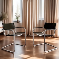 Chaise de salle à manger de luxe scandinave moderne, fauteuil en cuir PU à dossier en selle, structure en acier inoxydable, mobilier écologique pour hôtel et maison