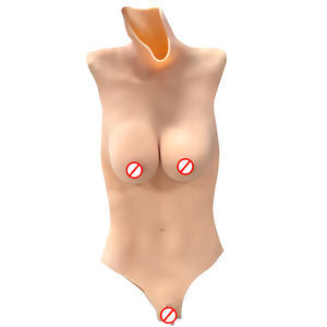 Combinaison intégrale de travesti femme avec poitrine en silicone réaliste, formes mammaires artificielles, design gainant - Product Image 6