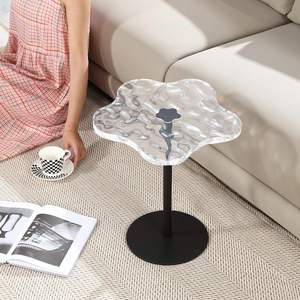 Panel acrílico con forma de flor de hierro, mesa de borde pequeño, mesa de postre transparente de acrílico, mesa de centro - Product Image 4