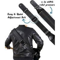 Sangle de guitare personnalisée antidérapante en néoprène et cuir, élastique et souple