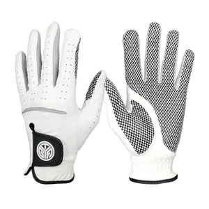 New Embroidery Logo White Cabretta Golf Sport Gloves Male