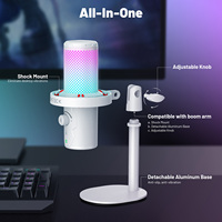 CMTECK XM560 Witte bedrade gamingmicrofoon met ruisonderdrukking USB Type-C condensator RGB desktop streamingmicrofoon
