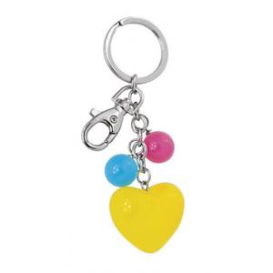 Llavero con Logotipo Personalizado, Corazón Acrílico Amarillo con Material Metálico, Sin Caja - Product Image 1