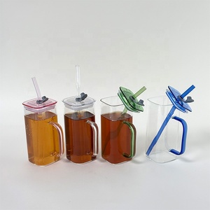 <span class=keywords><strong>Verre</strong></span> à eau carré au design moderne, tasse à bière en <span class=keywords><strong>verre</strong></span> transparent <span class=keywords><strong>avec</strong></span> couvercles et pailles pour <span class=keywords><strong>Mojito</strong></span>, sodas, smoothies, whisky, café glacé - Product Image 1