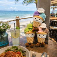 Peluche Kawaii Crème Glacée Triple Scoop Guimauve Douce Jouet Apaisant Cadeau d'Été Anti-Stress Vente en Gros Fabricant Personnalisé