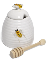 Keramik Bienenstock Design Keramik Honig glas mit Bienen griff Deckel
