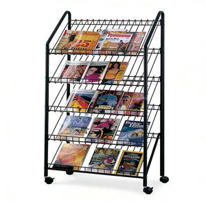 Verniciato a polvere personalizzato cookbook display rack <span class=keywords><strong>per</strong></span> libreria/metal wire rivista mensola di esposizione <span class=keywords><strong>per</strong></span> la biblioteca - Product Image 1