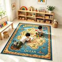Tapis de jeu pour enfants avec impression personnalisée de carte, antidérapant, lavable, tapis de chambre d'enfant, tapis de salle de classe pour enfants, grands tapis pour maternelle