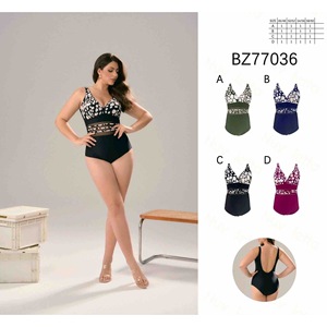 Costume da bagno intero taglie forti con controllo pancia, modello conservativo, monokini BZ77036 - Product Image 1