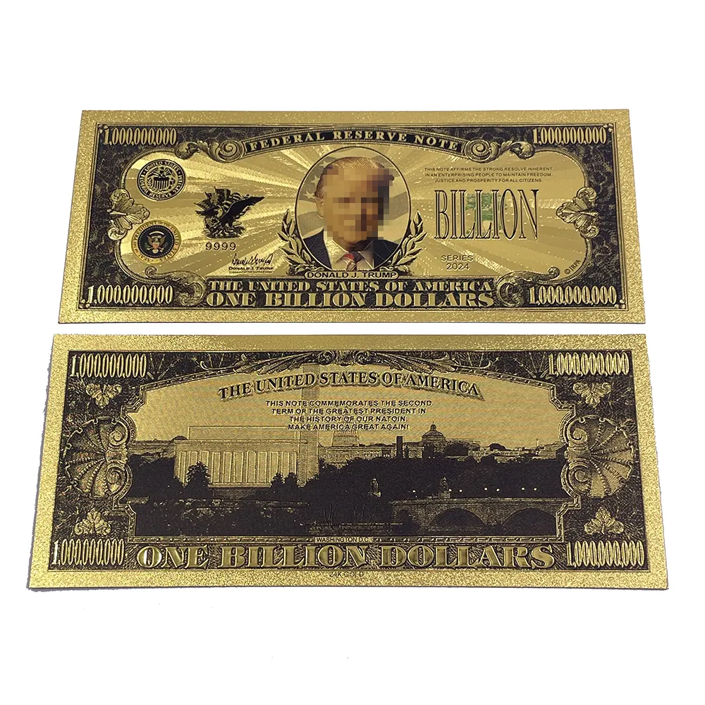 L'USD de haute qualité personnalisé de l'ex-président l'emporte sur les billets plaqués feuille d'or en PVC