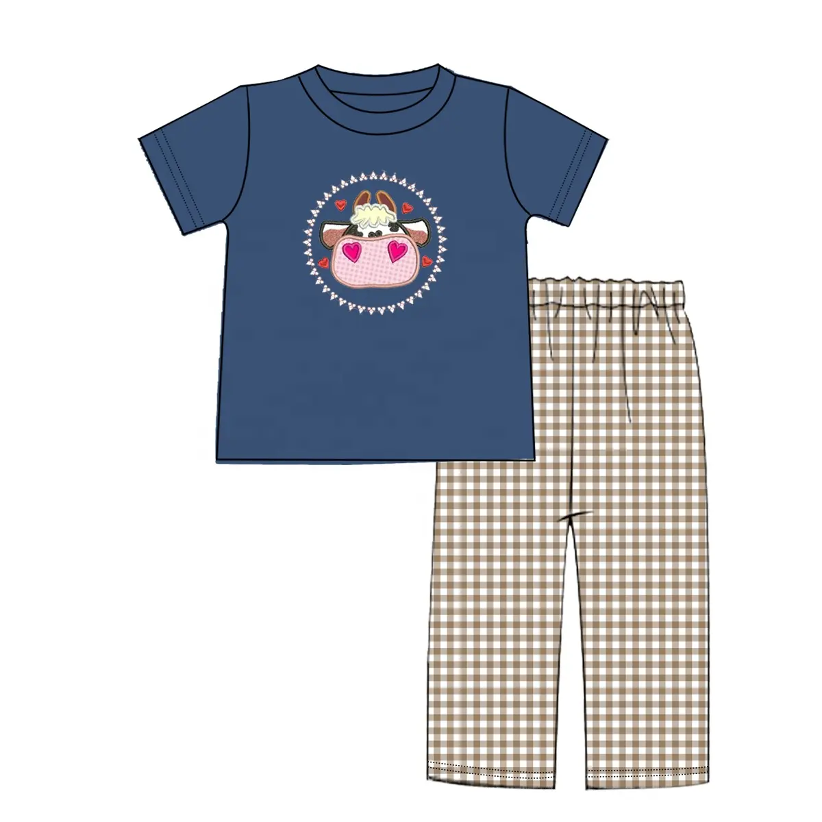 Летняя детская одежда с аппликацией в виде животных; Комплекты одежды с вышивкой для маленьких мальчиков; Одежда с коротким рукавом из органического хлопка