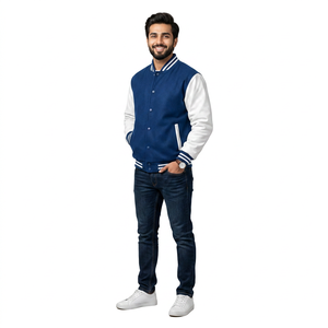 Veste d'université OEM bon marché pour hommes, couleur unie, confortable, respirante, universitaire, veste de baseball pour hommes - Product Image 1