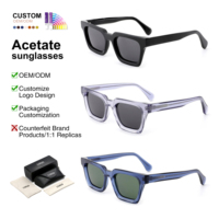 Gafas de Sol Cuadradas de Acetato Grueso con Logotipo Personalizado al por Mayor, Protección UV400 TAC, Estilo Retro Urbano para Hombre