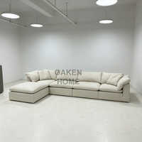 OAKEN Meubles de salon de luxe, style américain moderne, ensemble de salon modulaire personnalisé avec coussins doux en tissu de lin, canapé Cloud