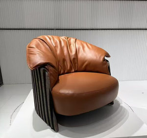 Modern Brown Polyester Cover Tufted Back Armchair Contemporary Design Soft Seat Living Room Furniture Leisure Chair - Product Image 1