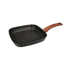 Padella antiaderente in alluminio forgiato con finitura effetto pietra, 24 x 24 x 4,5 cm. Impugnatura gommata. - Product Image 1