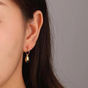 Pendientes de oro de diseño elegante, joyería para mujer, Pendientes colgantes de tuerca con forma geométrica Simple de Plata de Ley 925 - Product Image 2