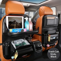 Organisateur de siège de voiture en cuir avec plateau de table, rangement, porte-mouchoirs et poche arrière pour coffre