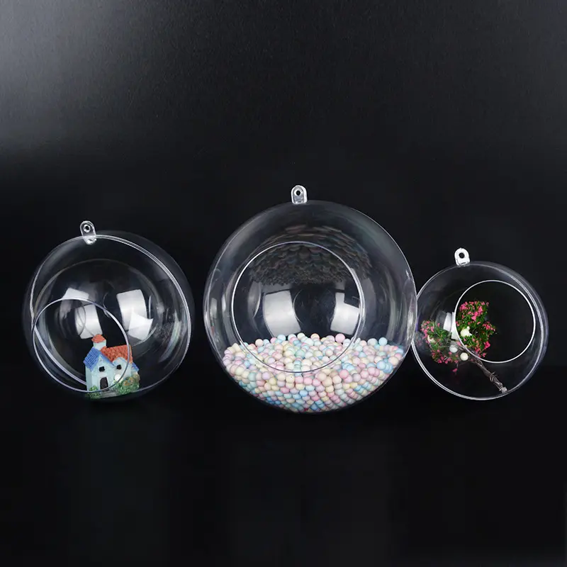 High Transparent Open Ball Window Decoration Christmas Decoration PS Plastic Plant Cultivation Christmas Ball Asia Clay ball