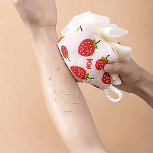 Toalla exfoliante de dibujos animados con forma de flor para baño, de doble uso, potente eliminación de suciedad, espuma abundante. - Product Image 3