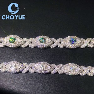 Fashion S925 Silver Moissanite Cuban Bracelet Iced Out Evil Eyes <b>Infinity</b> Design Pass Diamond Tester Hip Hop Jewelry for Men - Product Image 1