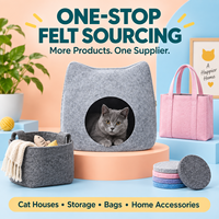 Vente en gros de niche pour chat en feutre polyester personnalisée, lit-caverne pour chat d'intérieur avec design oreilles de chat, OEM, abri pour animaux de compagnie