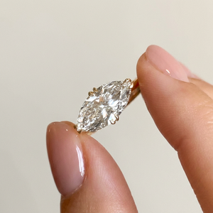 แหวนหมั้นเพชรทรงมาร์คีส์เพาะเลี้ยงในห้องปฏิบัติการ ชุบทอง 14K รับรองโดย IGI สไตล์วินเทจ เครื่องประดับงานแต่งงาน - Product Image 1