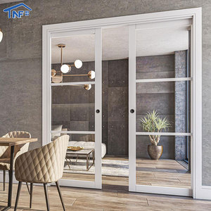Aluminum Frame Invisible Interior Door Aluminum <strong>Sliding</strong> Pocket Door Custom Frosted Glass Hidden in <strong>Wall</strong> Home <strong>Partition</strong> Door - Product Image 3