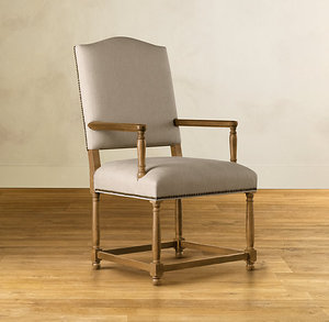 <span class=keywords><strong>Fauteuil</strong></span> de salle à manger Rhoohill personnalisé, style rétro américain, en bois massif, chêne blanc, tissu en lin - Product Image 2