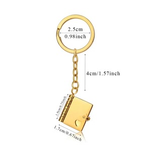 Porte-clés personnalisé en forme de livre en acier inoxydable, avec message <span class=keywords><strong>texte</strong></span> personnalisé, lettre d'amour, ouverture et fermeture, pour collier - Product Image 2