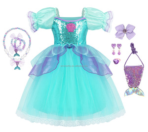 Niñas <span class=keywords><strong>Sirenita</strong></span> Ariel Princesa Vestido Cosplay Disfraces <span class=keywords><strong>para</strong></span> Niños Bebé Niña Sirena Vestir Conjuntos Niños Ropa <span class=keywords><strong>de</strong></span> Halloween - Product Image 3