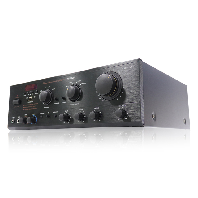 Aarhus AV-802B Top Sale Digital Stereo 2-Channel Low Noise DJ Amplifier 4 Ohm Metal Professional Home Theater Equipment Radio