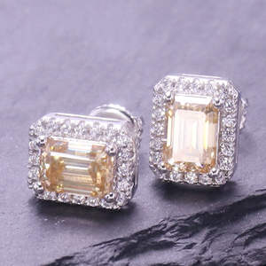 Pendientes de Bola de Moissanita Plateados con Engaste de Garra para Mujer, Joyería de Compromiso y Boda - Product Image 4